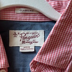 Original Penguin Red and White Checkered Casual Button Down Shirt